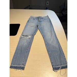 Pistola Distressed Jeans Women's 25 Light Wash Ripped Knee Raw Hem USA
